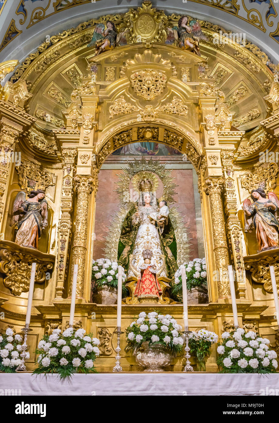 Die Kapelle der Madonna des Rosenkranzes" in der "Basilica de la Macarena" (Kirche der Macarena) in der spanischen Stadt Sevilla, Andalusien, Spanien Stockfoto