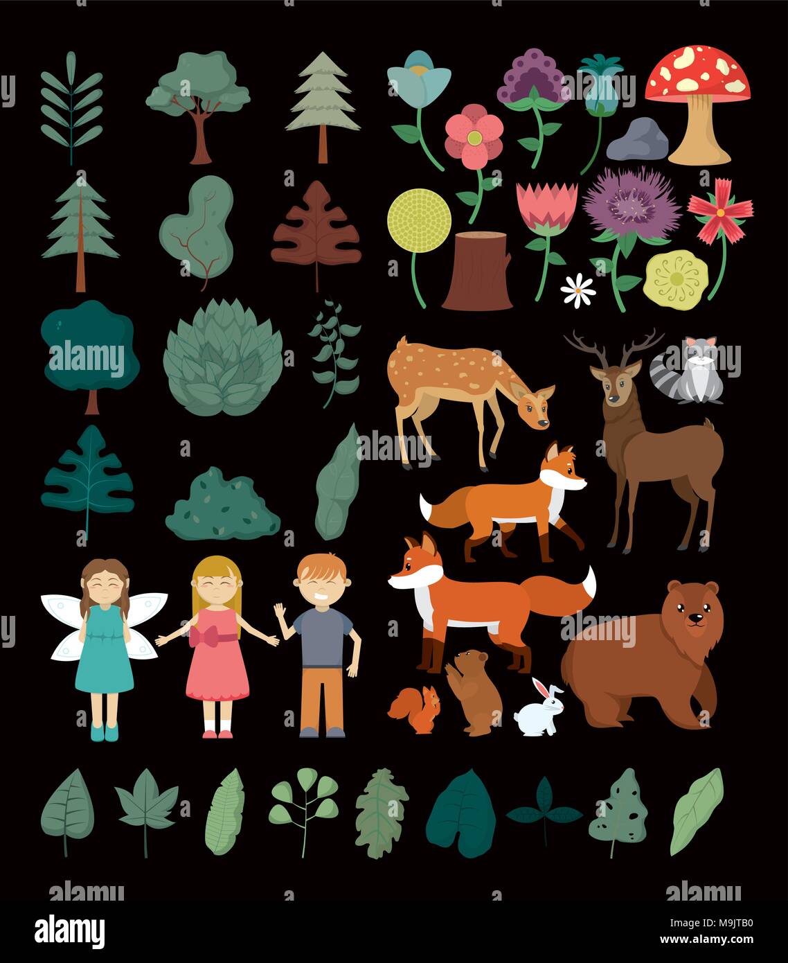 Natur, Wald und Kids Collection Stock Vektor