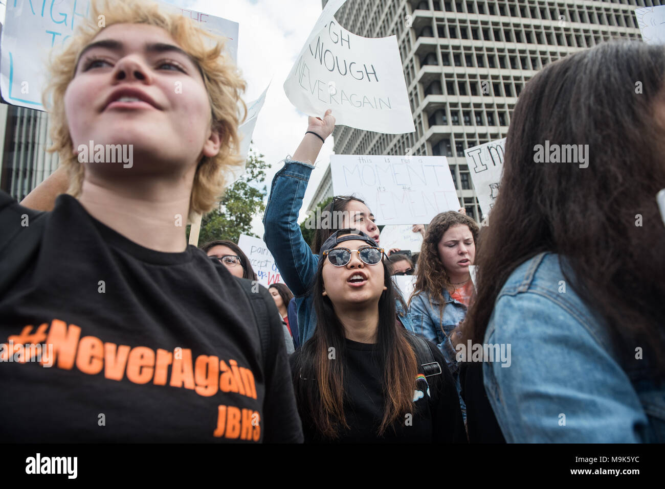 LOS ANGELES - MÄRZ 24, 2018: März für unser Leben ist eine Bewegung von Studierenden gewidmet - LED-Aktivismus um Beendigung von Waffengewalt und die massenerschießungen. Stockfoto