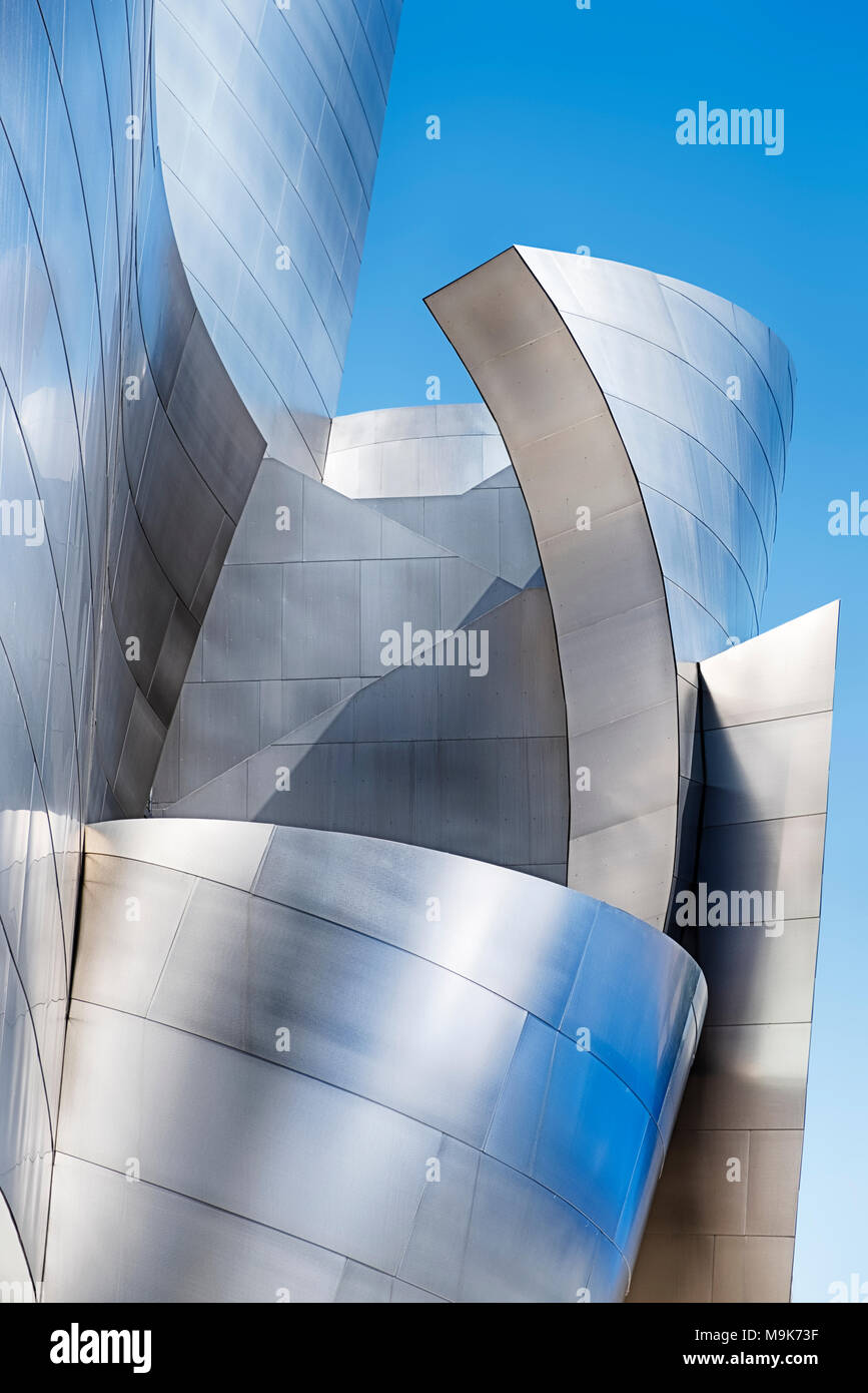 LOS ANGELES, USA - SEPTEBMER 25, 2017: Eines der architektonischen Details des Walt Disney Philharmonic Hall in Los Angeles präsentiert das Design. Stockfoto
