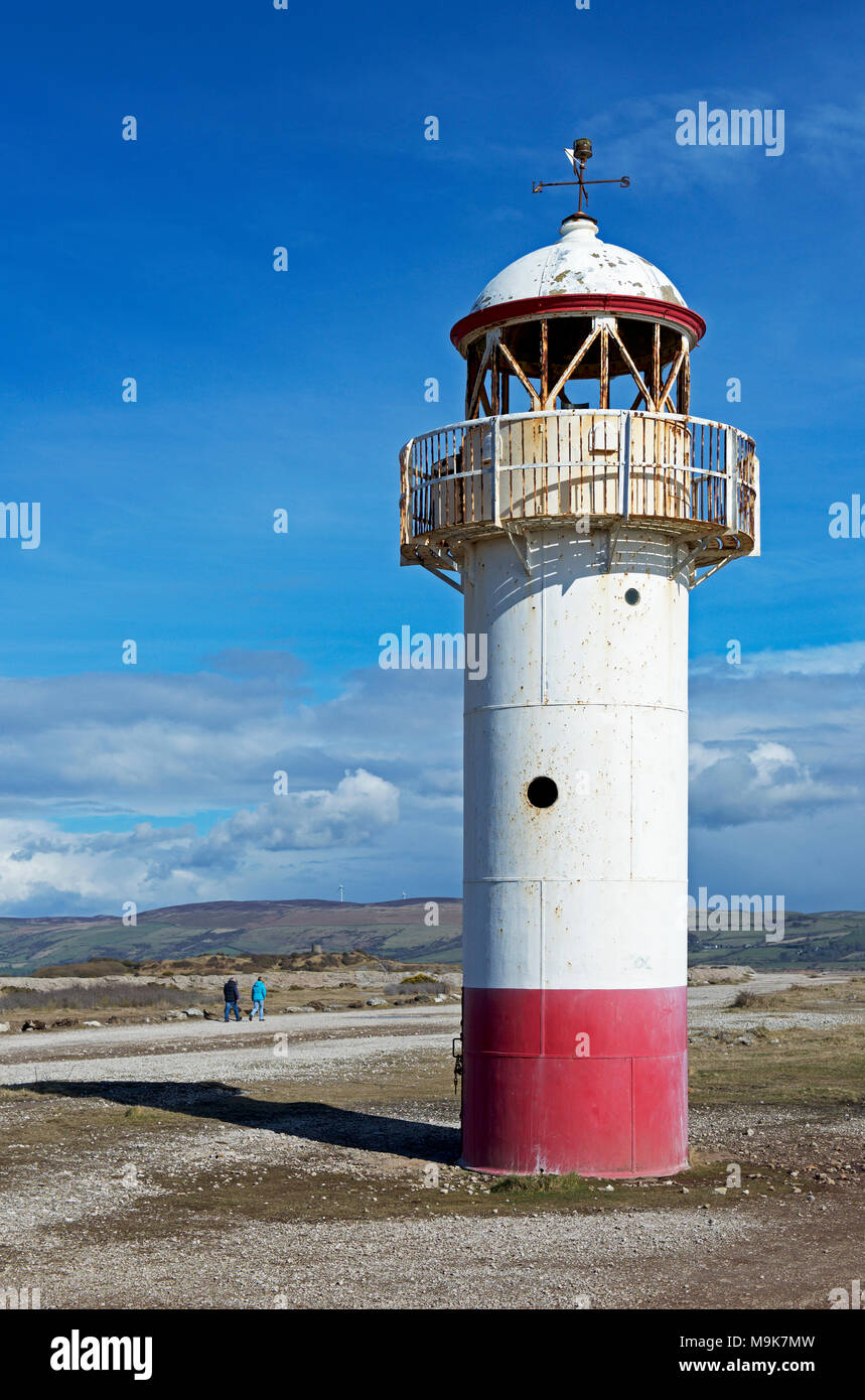 Lighthouese bei RSPB Nature Reserve, Hodbarrow, in der Nähe der Millom, West Cumbria, England Großbritannien Stockfoto