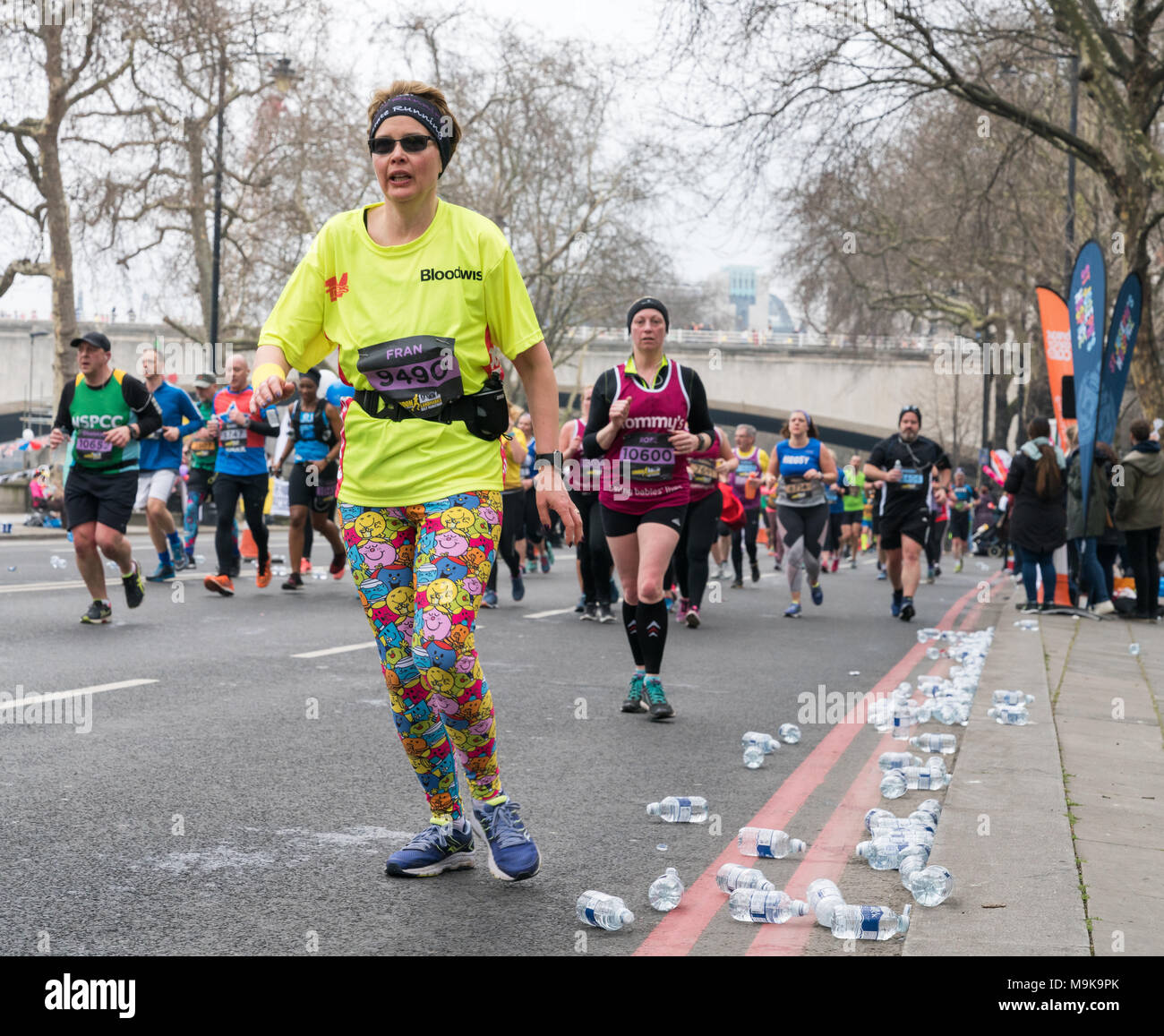 25. März 2018 - London, England. Neue, geschlossene Road, Central London Halbmarathon in der Stadt und alle Sehenswürdigkeiten der Hauptstadt. Stockfoto