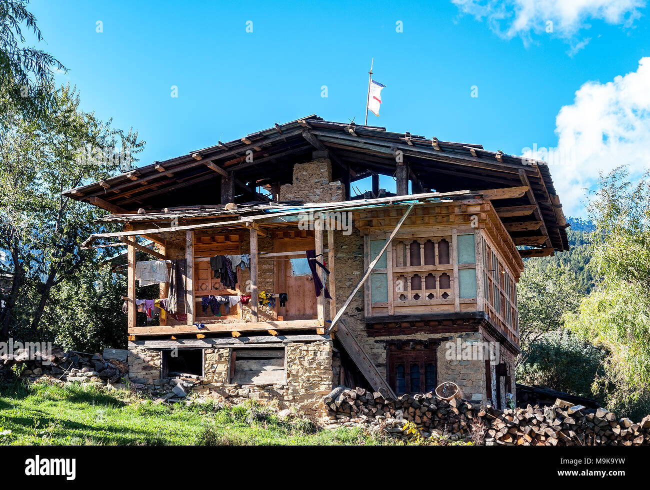 Traditionelles Haus Bhutan - Bhutan Stockfoto