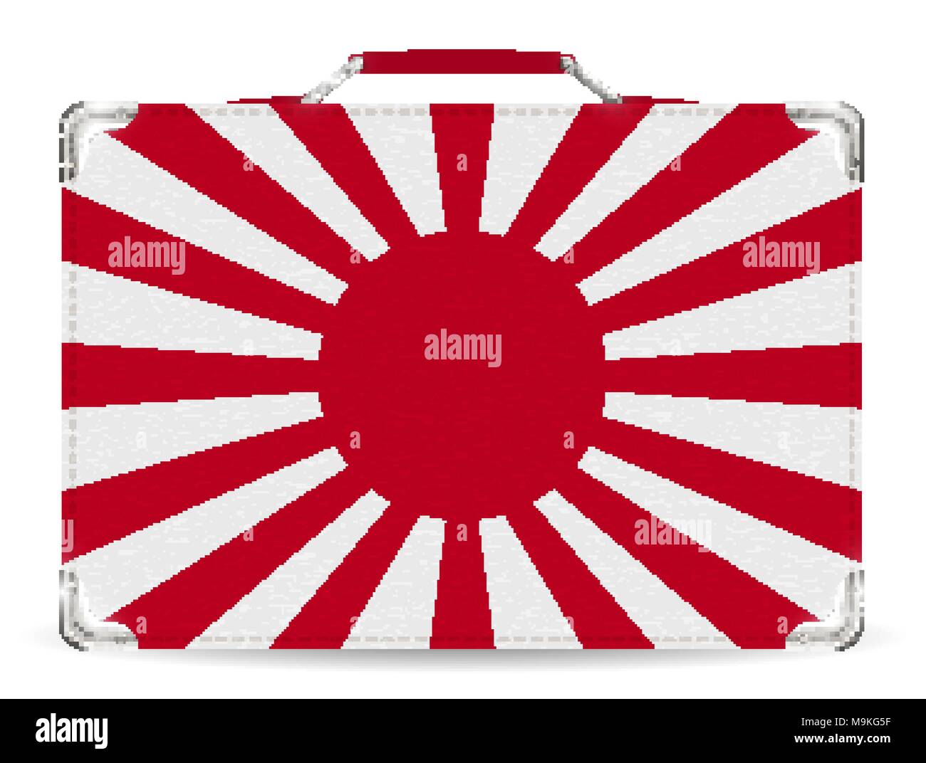 Japan Rising Sun Flagge auf Koffer reisen Stock Vektor