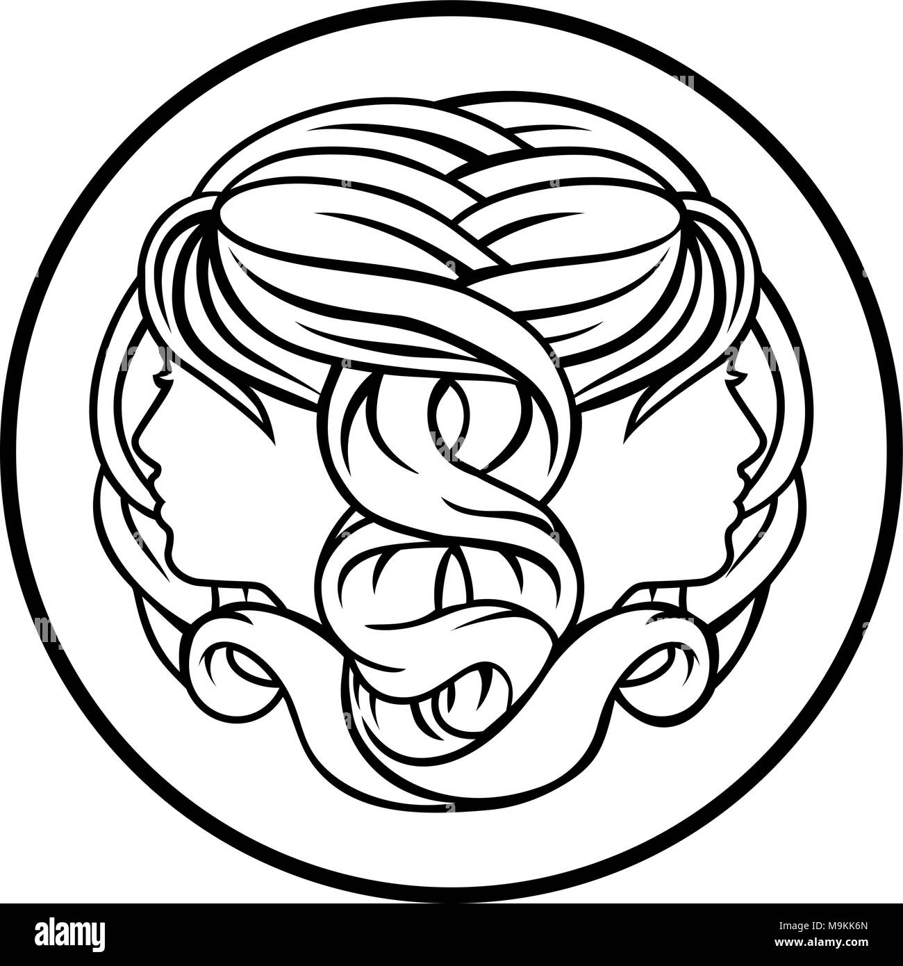 Zwillinge Zwillinge Sternzeichen Horoskop Sternzeichen Stock Vektor