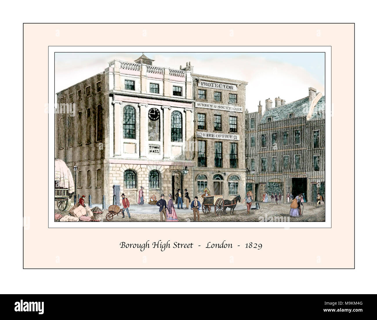 Borough High Street London Original Design aus dem 19. Jahrhundert Gravur Stockfoto