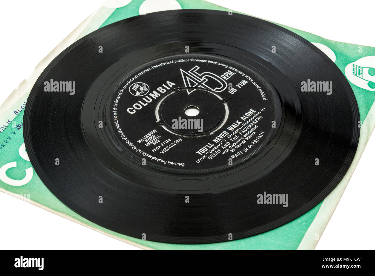 1963 Original 45rpm Single "Du wirst nie allein" von Gerry und der Herzschrittmacher entfernt, berühmt durch Liverpool Football Club als ihre Hymne angenommen. Stockfoto