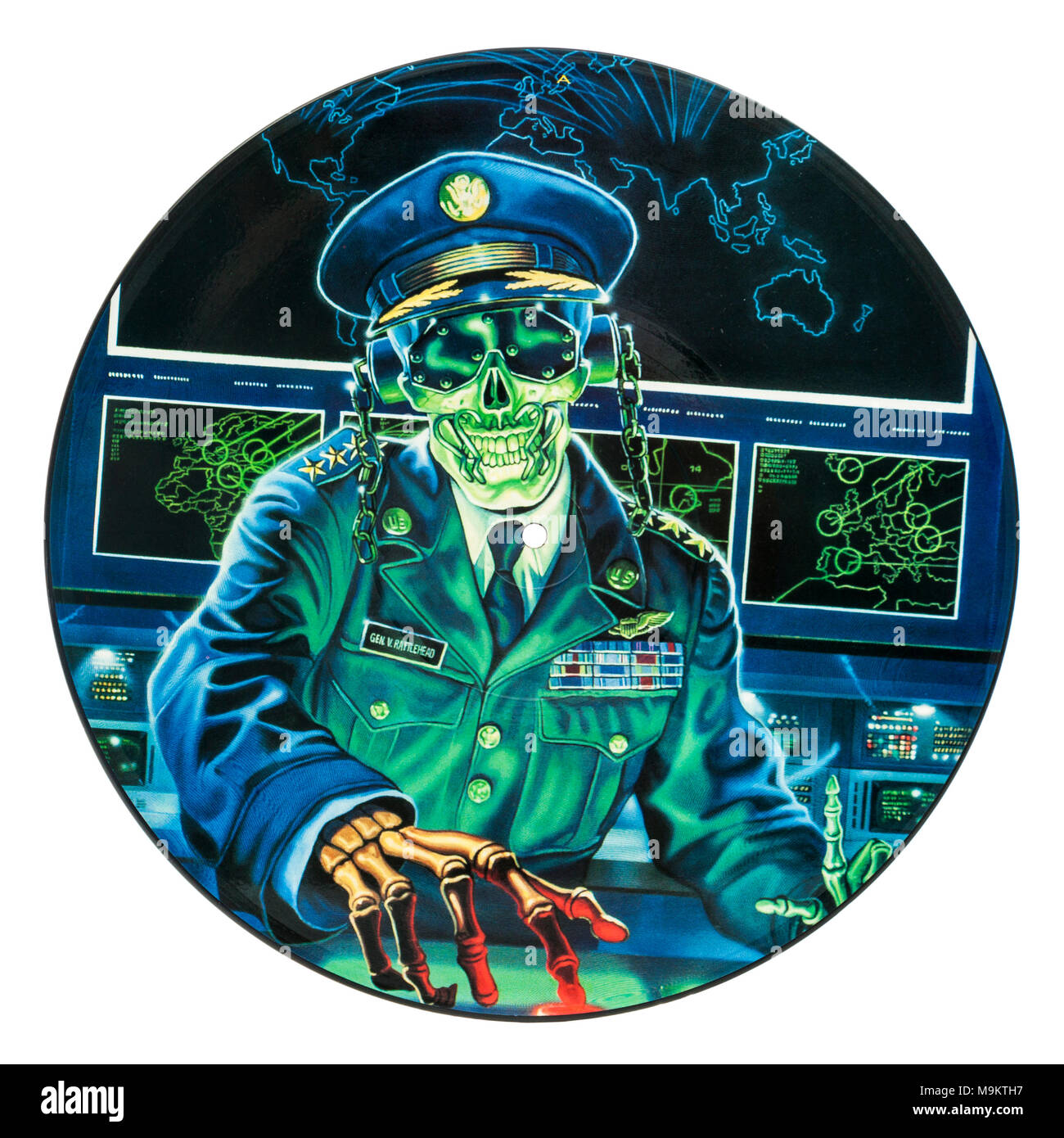 1990 Limited Edition Picture Disc (Schallplatte) durch amerikanische Thrash Metal Band Megadeth (Heilige Kriege... Die Strafe ist fällig) Stockfoto