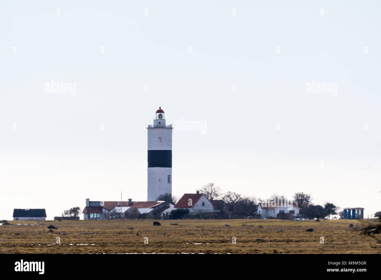 Der Leuchtturm in Ottenby in der Ostsee in Schweden, einem berühmten birdwatching Site Stockfoto