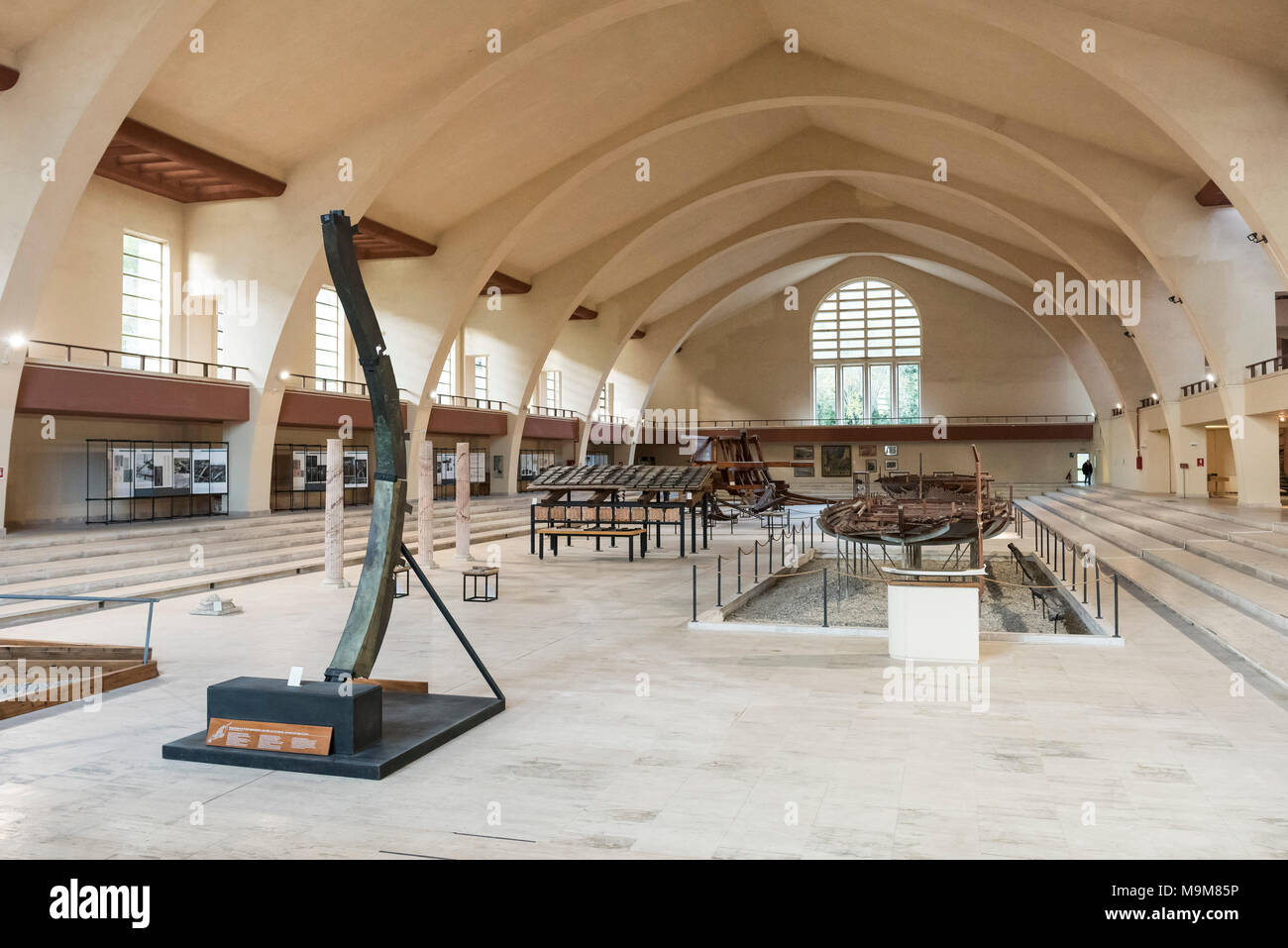 Nemi. Latium. Italien. Museo delle Navi Romane di Nemi, (Museum der Antiken römischen Schiffe), Modelle der Reste der römischen Kaiser Caligula's Stockfoto