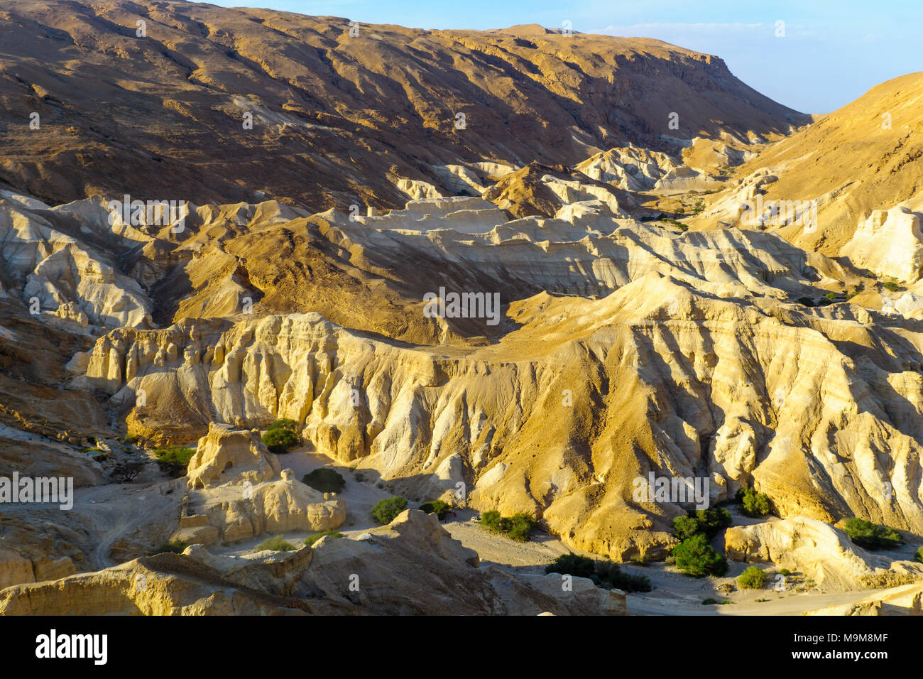 Landschaft des Tales von Zohar, Zohar Festung, in die Wüste Juda, die im Süden Israels Stockfoto