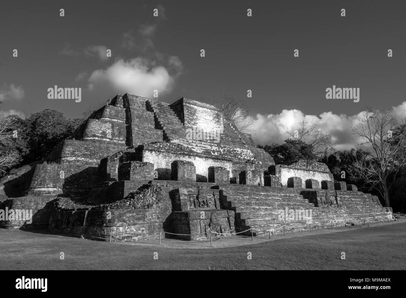 Alten Maya Tempel und Ruinen von Altun Ha Belize Stockfoto