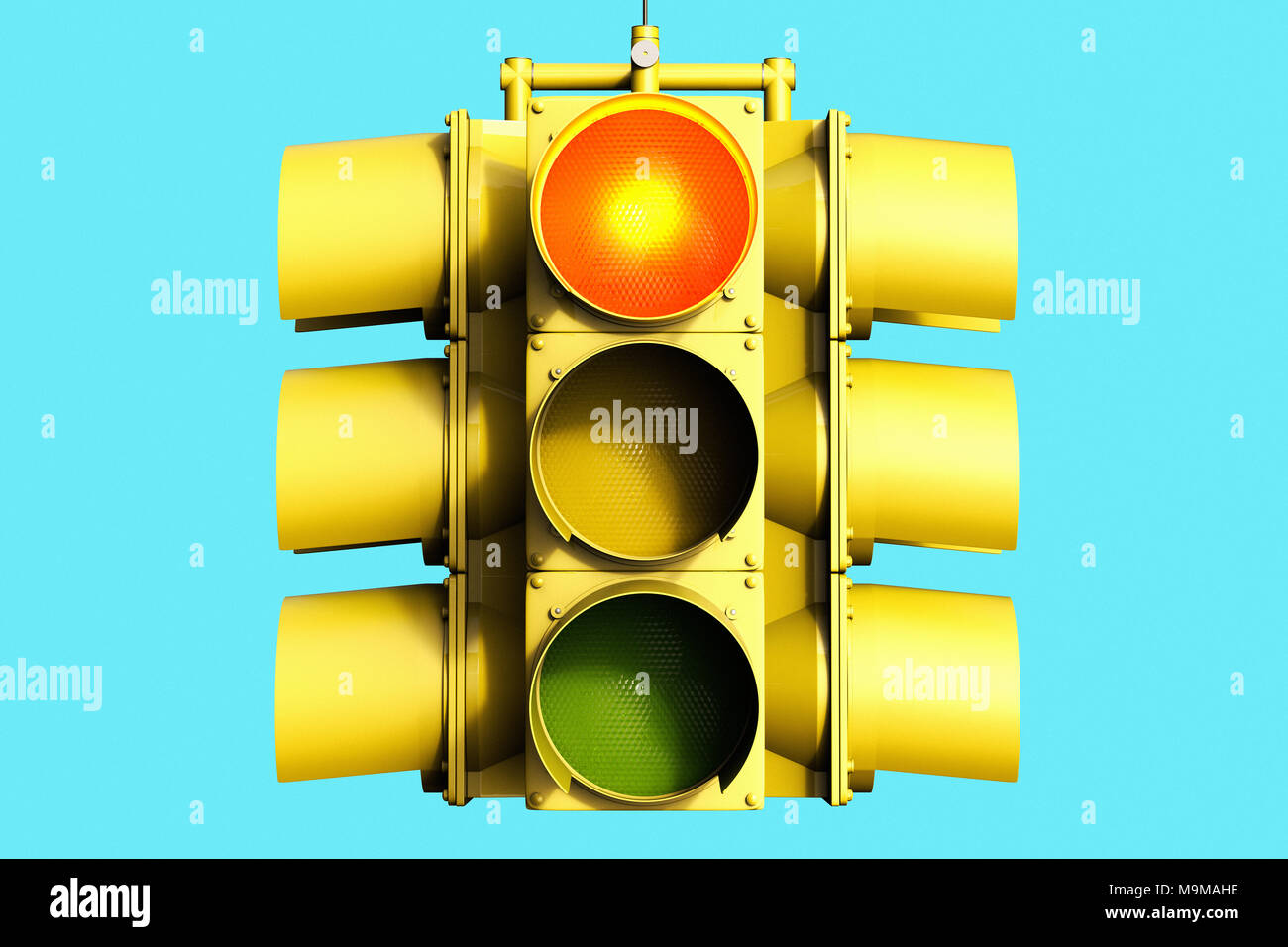 3D-Rendering für eine Ampel auf Rot Stockfoto