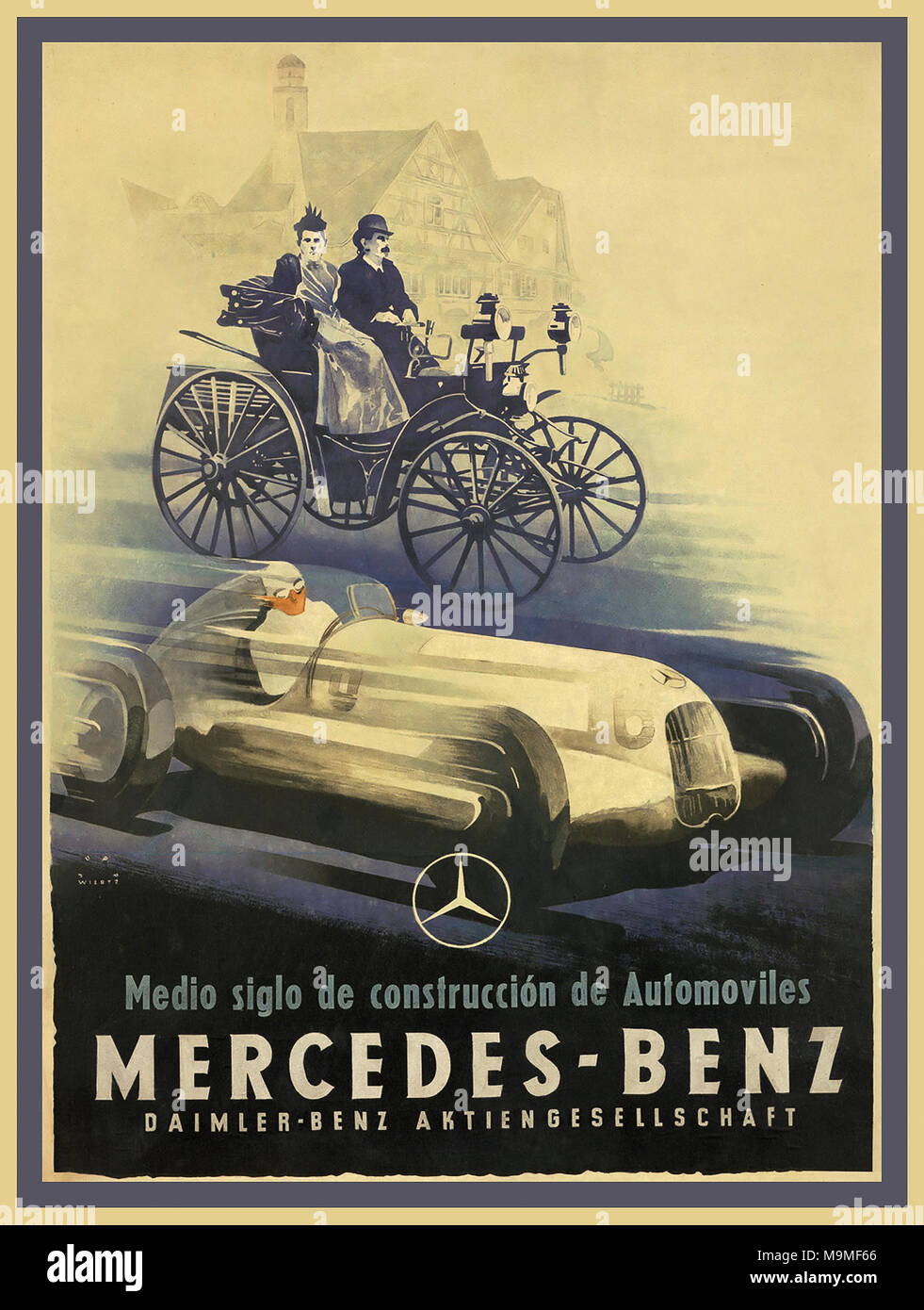 30er Vintage Jupp Wiertz Mercedes-Benz Poster 1935 Stockfoto