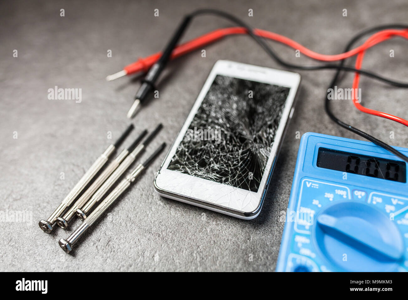 Smartphone mit gebrochenen Bildschirm Stockfoto