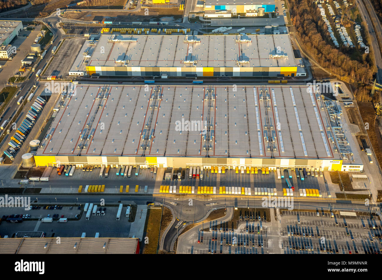 Luftaufnahme, Amazon Logistikzentrum, Dortmund, Ruhrgebiet, Nordrhein-Westfalen, Deutschland Stockfoto
