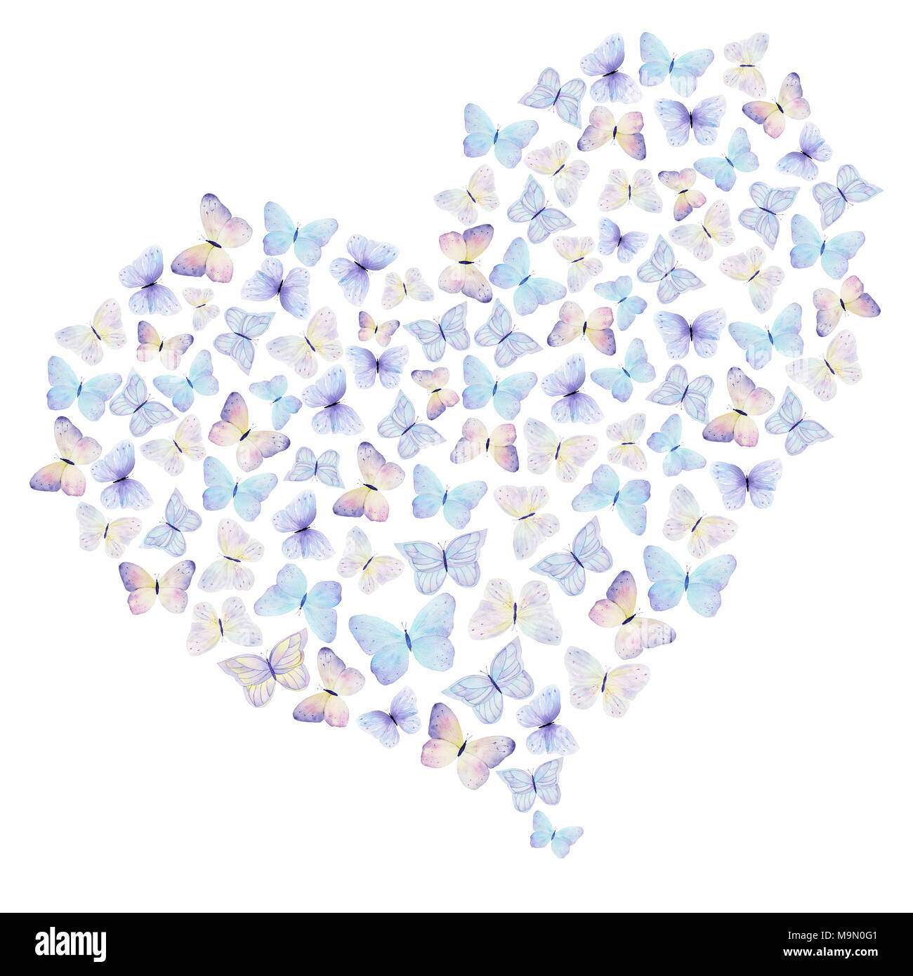 Aquarell Hand Gezeichnet Herzen Der Schmetterlinge Auf Einem Weissen Hintergrund Ideal Fur Den Gruss Und Die Liebe Karten Hochzeit Logo Verpackung Stockfotografie Alamy