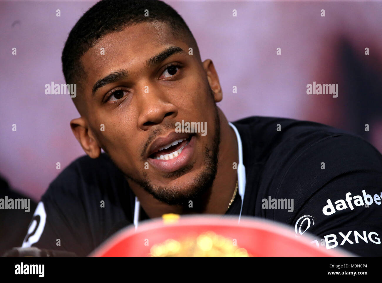 Anthony Joshua während einer Pressekonferenz auf Sky Sport Studios, Isleworth. Stockfoto