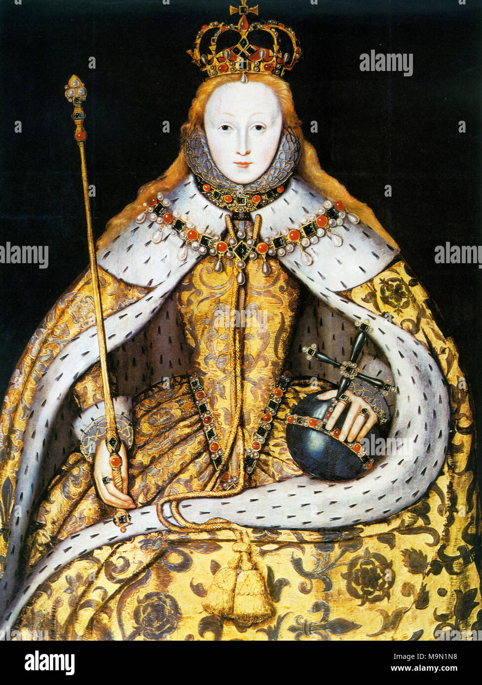 Königin Elisabeth I. von England (1533-1603) in ihrer Krönung Roben im Jahre 1558. Stockfoto