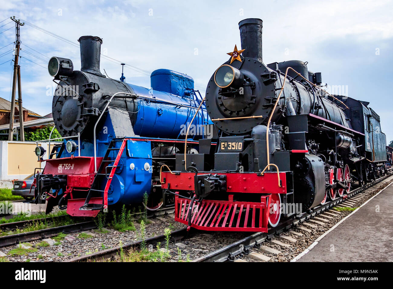 Rostow-am-Don, Russland - September 1, 2011: alte Dampflokomotiven, Railway Museum Stockfoto