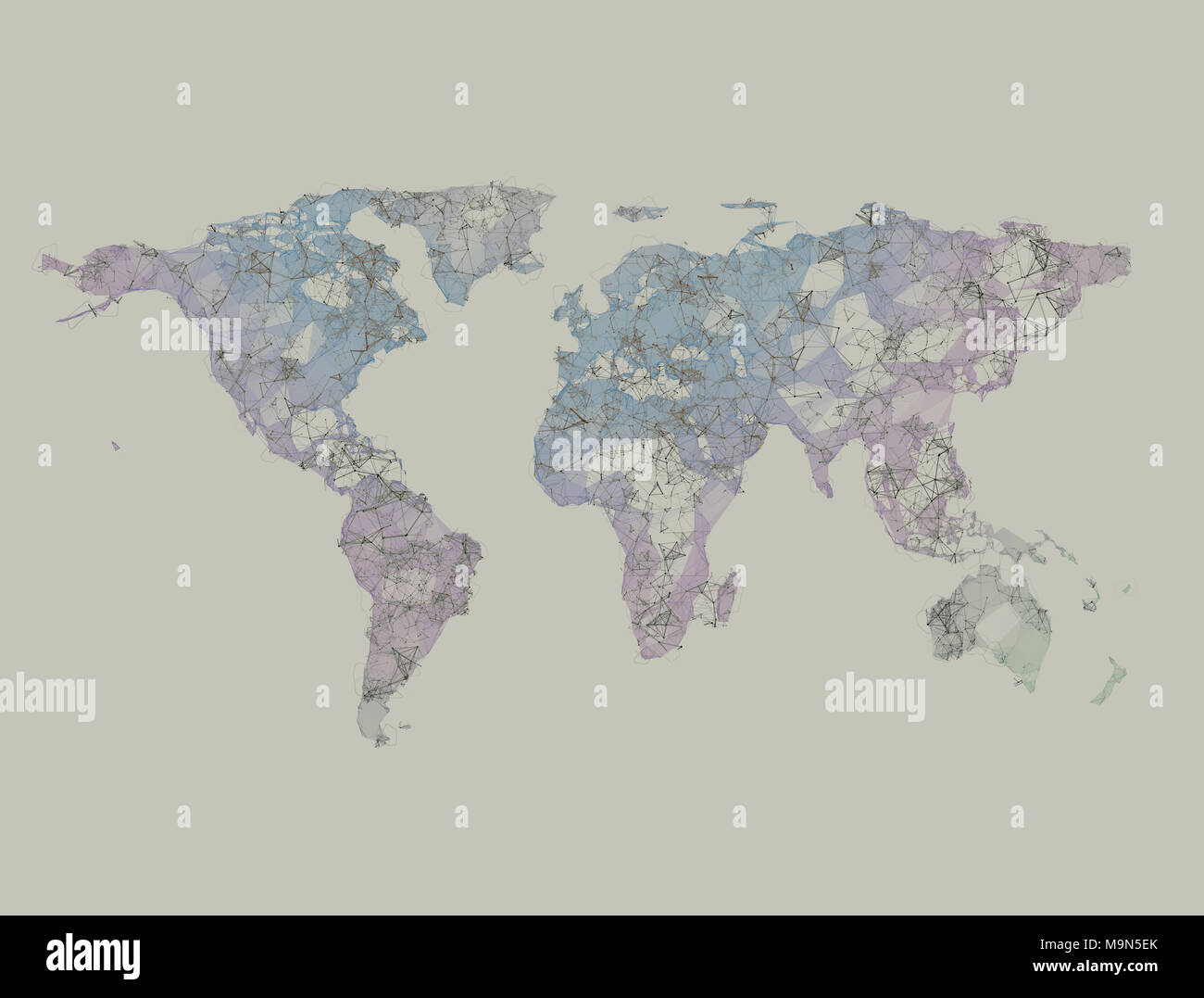 Abstrakte Polygon 3d-render Weltkarte Stockfoto