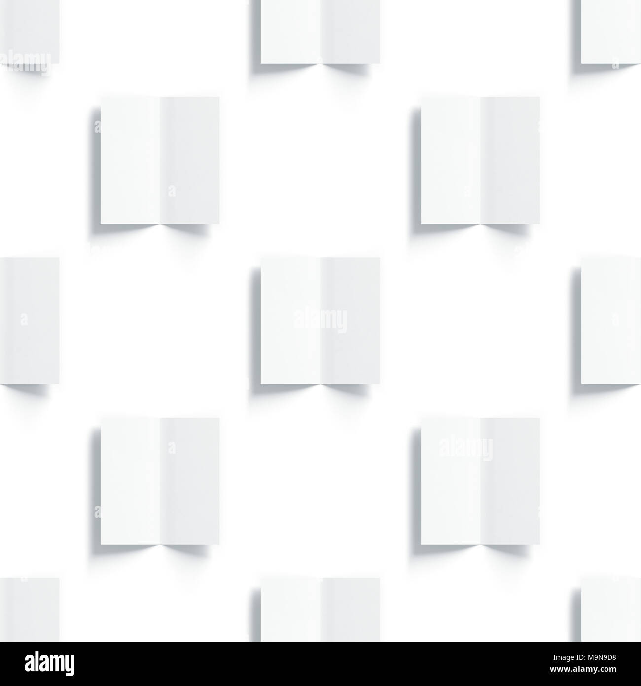 Weiße multi-page booklet Mockups Muster, geöffnet, Ansicht von oben, 3D-Rendering. Ebene zwei Broschüren Mock Ups isoliert. Gefaltete Buch Cover und Fl Stockfoto