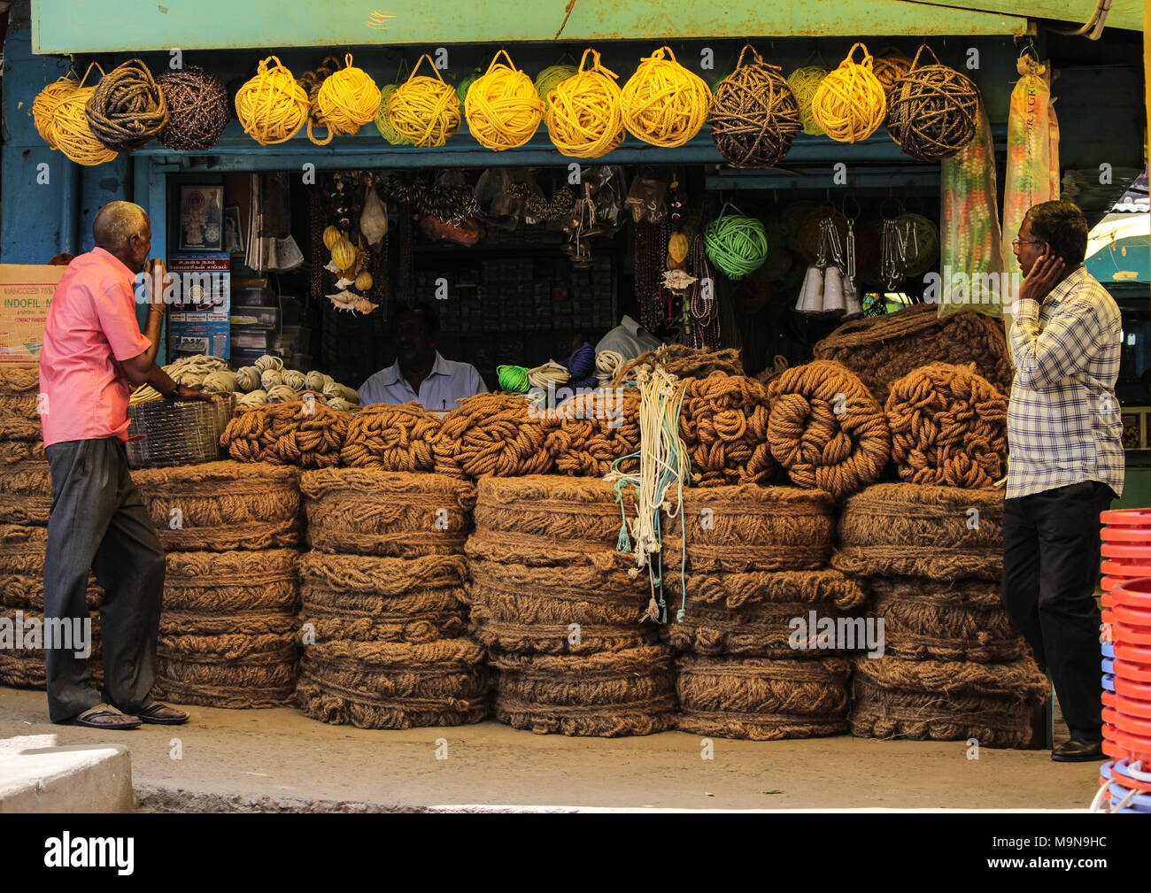 Die kokosfasern Shop Stockfoto