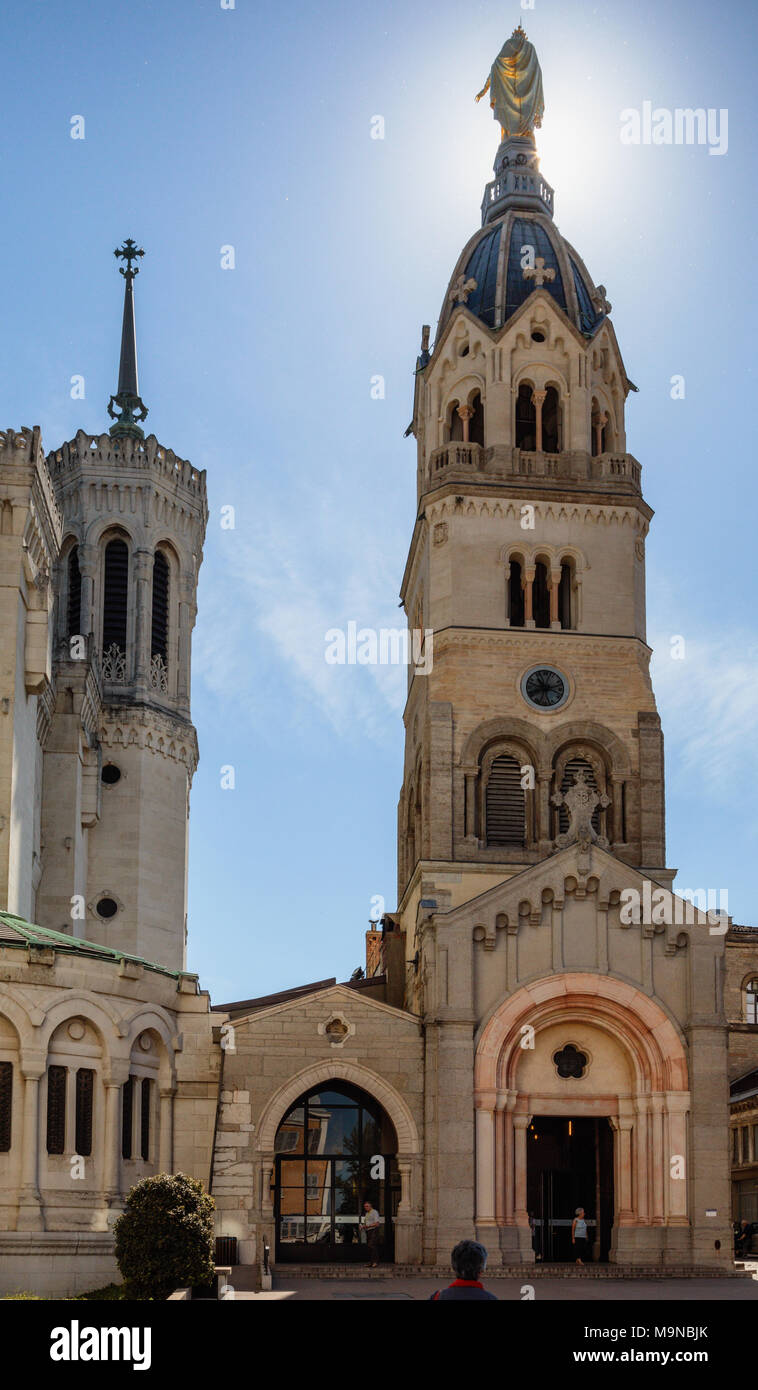 La Basilique Notre Dame de Fourvière, Lyon, Frankreich Stockfoto