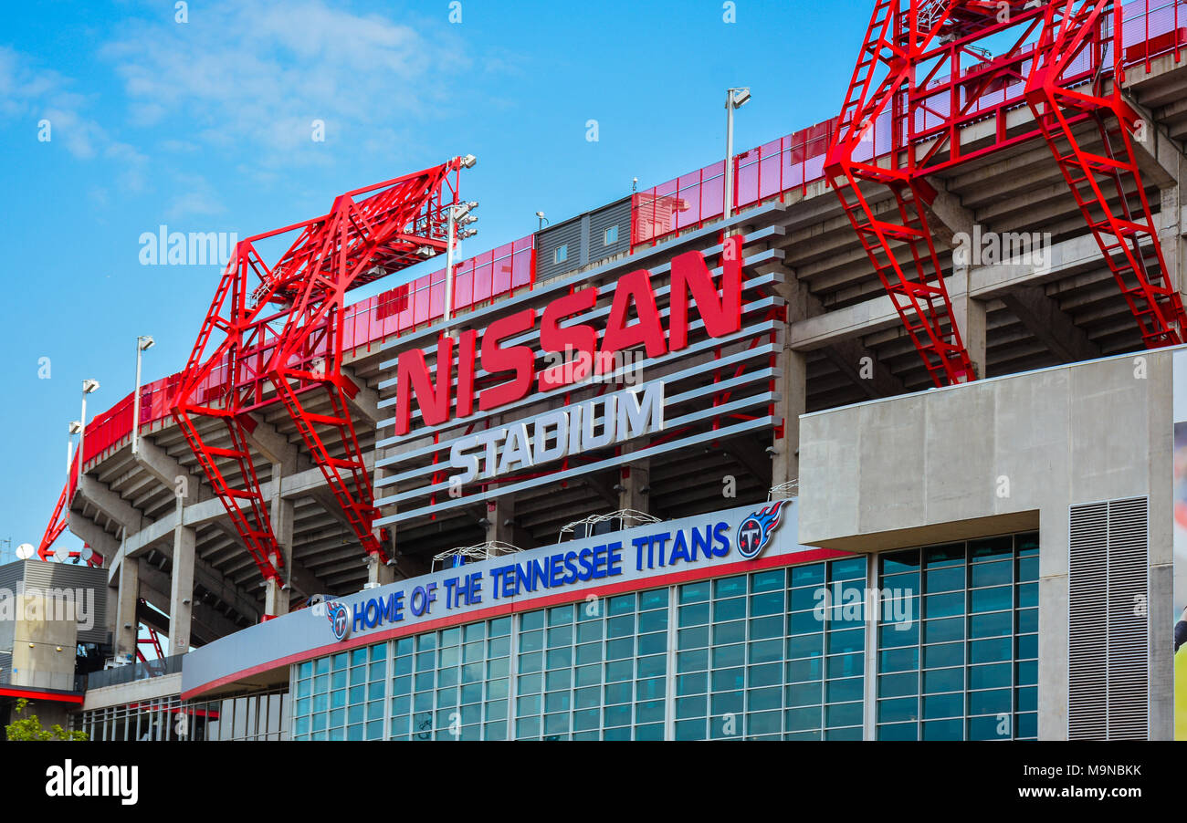 Nashville, TN-NIssan-Stadion. Es ist die Heimat der Tennessee Titans NFL Football Team. Stockfoto