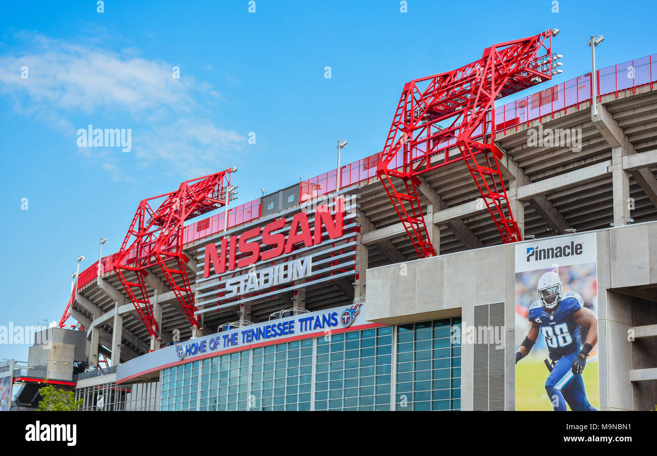 Nashville, TN-NIssan-Stadion. Es ist die Heimat der Tennessee Titans NFL Football Team. Stockfoto