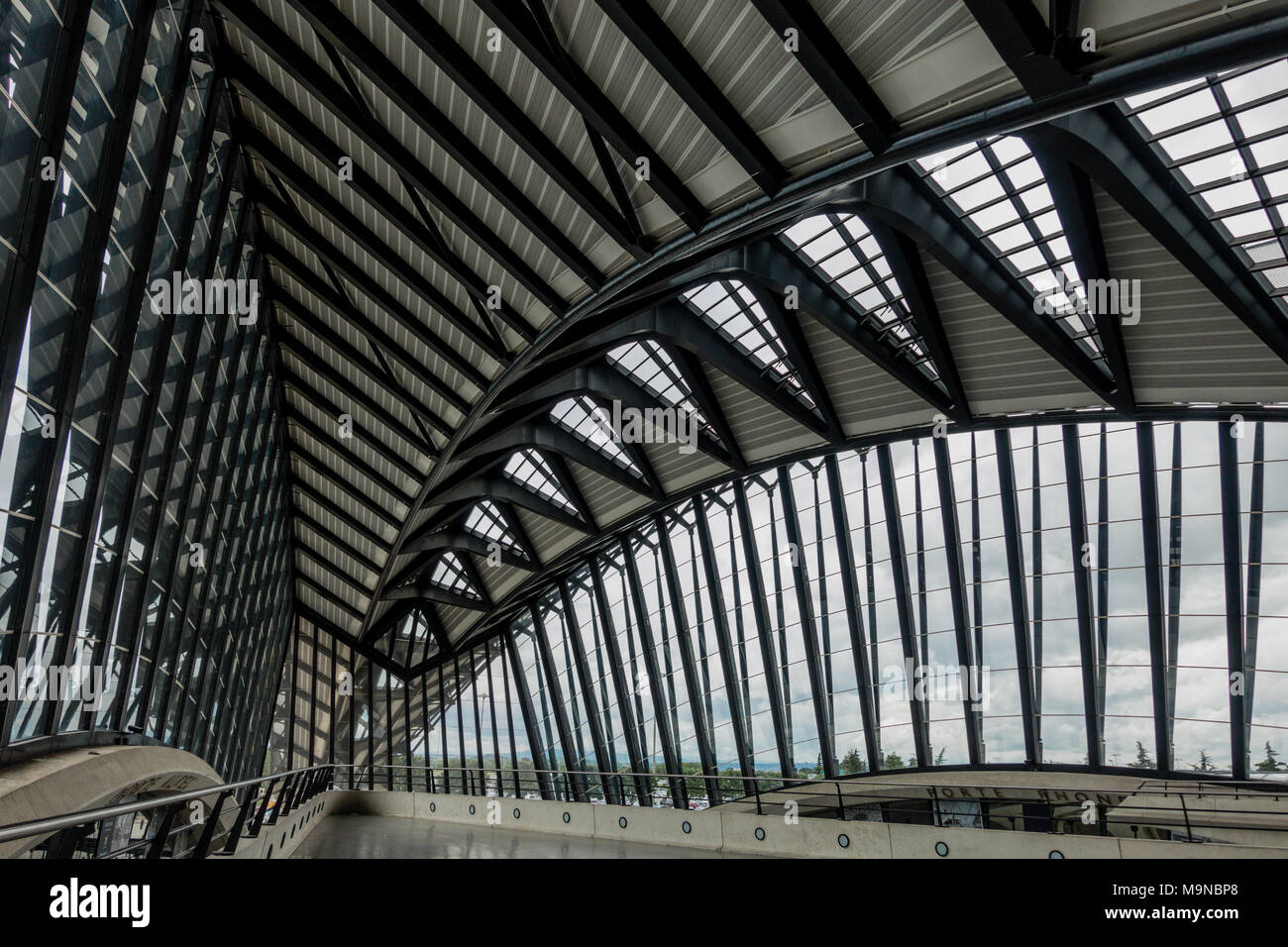 Saint-Exupéry Bahnhof, Architekten Santiago Calatrava, der Flughafen Lyon Saint-Exupéry, Lyon, Frankreich Stockfoto