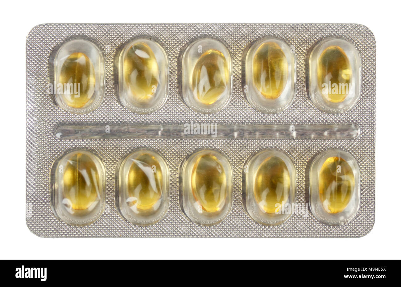 Pharmazeutische Industrie, Gruppe der Verschiedenen bunten Pillen in Blisterpackungen Stockfoto
