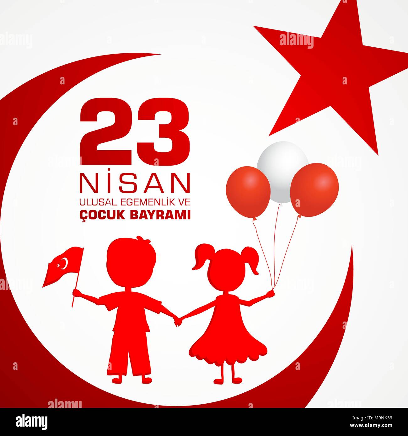 23. Nisan cocuk baryrami. Übersetzung: Türkisch 23. April Tag der Kinder. Vector Illustration Stock Vektor