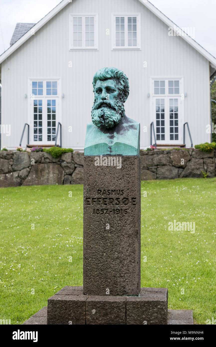 Büste des Dichters Rasmus Effersoe, Torshavn, Streymoy Island, Färöer Inseln Stockfoto