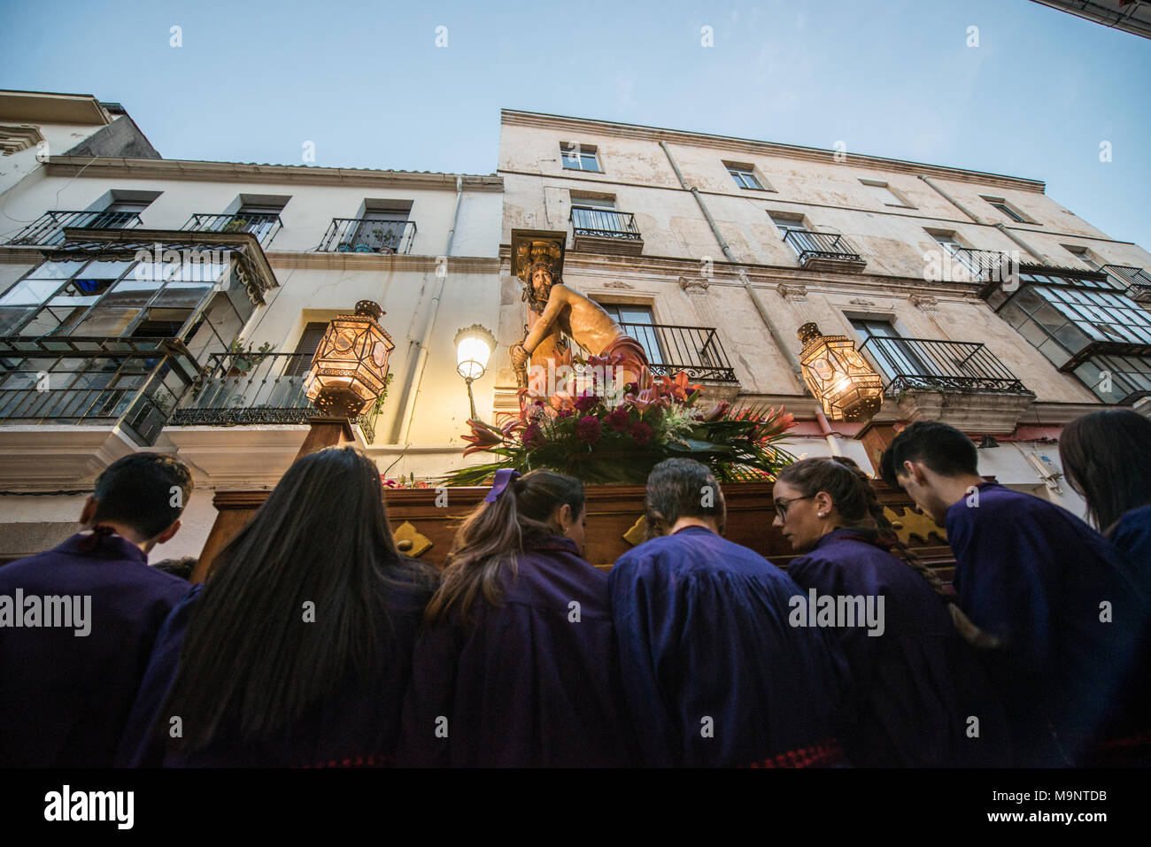 Die königliche und Illustren Bruderschaft des Heiligen und Wahren Cruz in Cáceres. Stockfoto