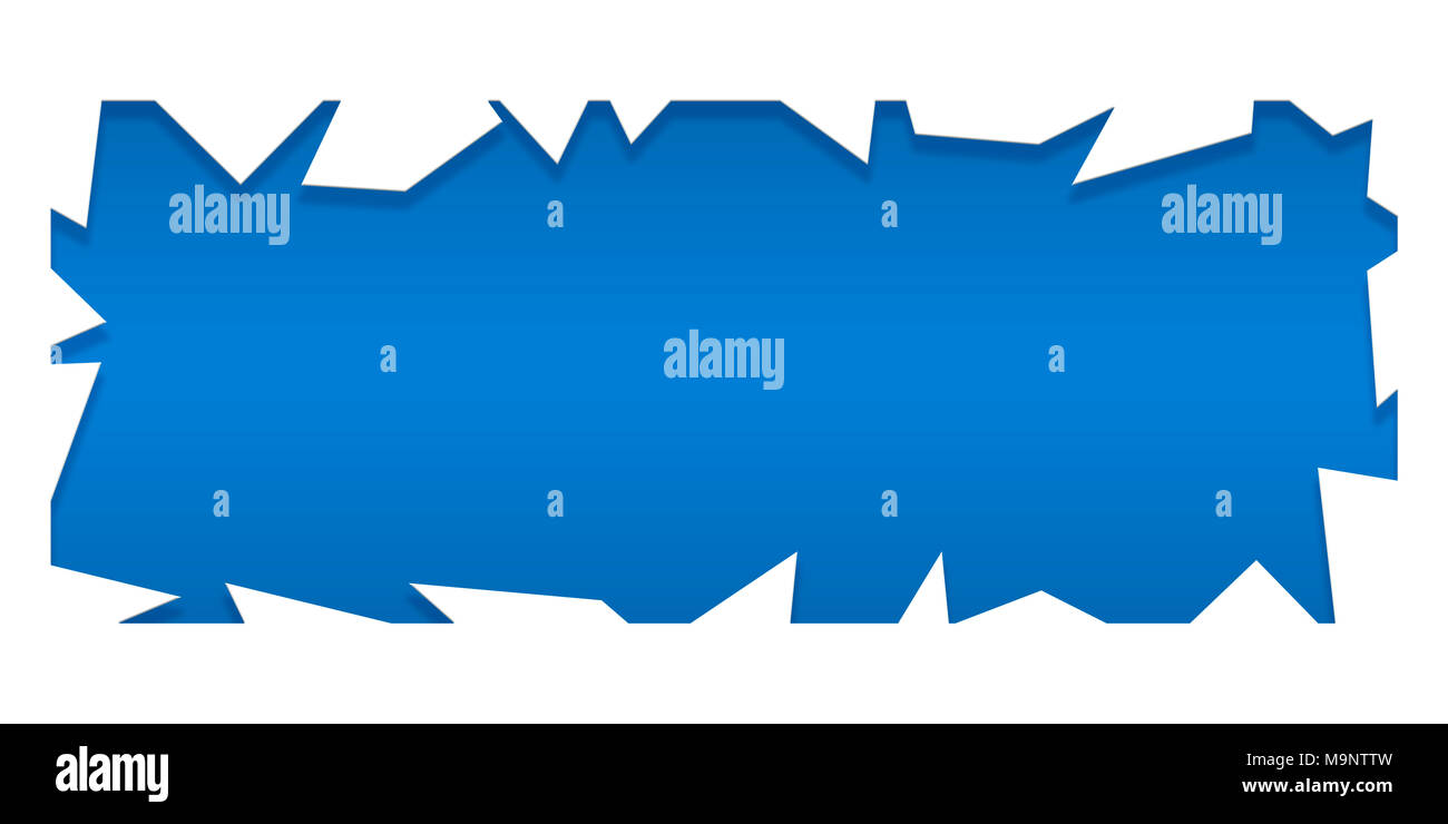 Gebrochen oder Öffnung, sieht aus wie ein weißer Rahmen mit dem blauen Hintergrund mit Farbverlauf. 3D-Darstellung. Stockfoto