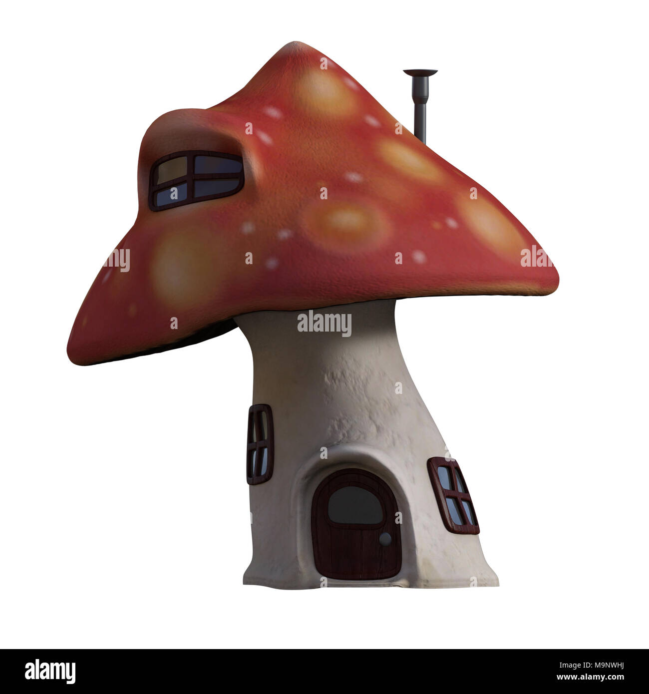 Mushroom Haus auf Weiß, 3D-Render isoliert Stockfoto
