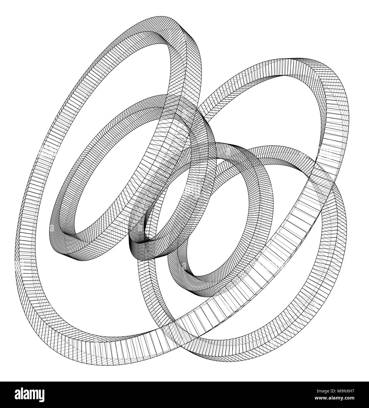 Torus skizzieren. Vektor Rendering von 3d Stock Vektor