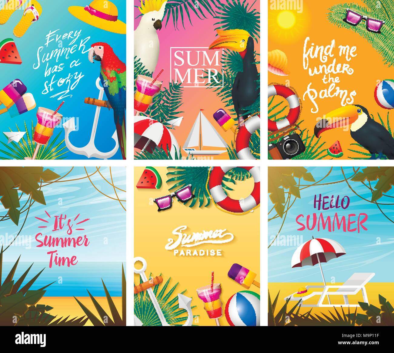 Covido Sommer Gartenflagge - Papagei, Palmen, Tropisches Design, Doppelseitig