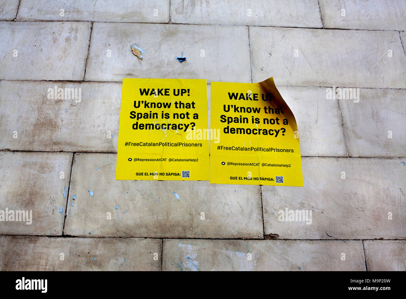 Anti-Spanish Propaganda, Barcelona, Spanien. Stockfoto