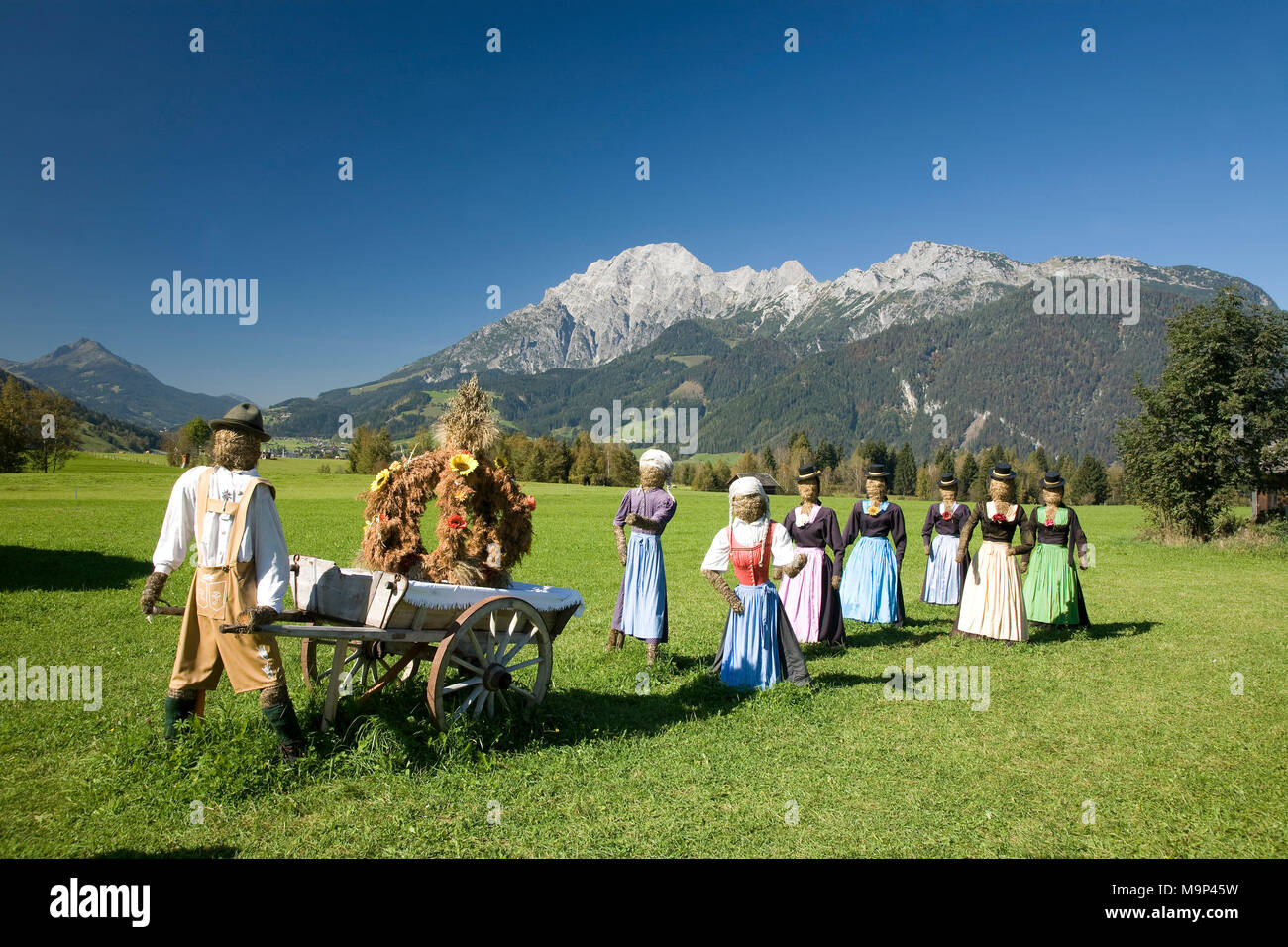 Farmer's Herbst, Heu zahlen, Tradition im Salzburger Land, Österreich Stockfoto