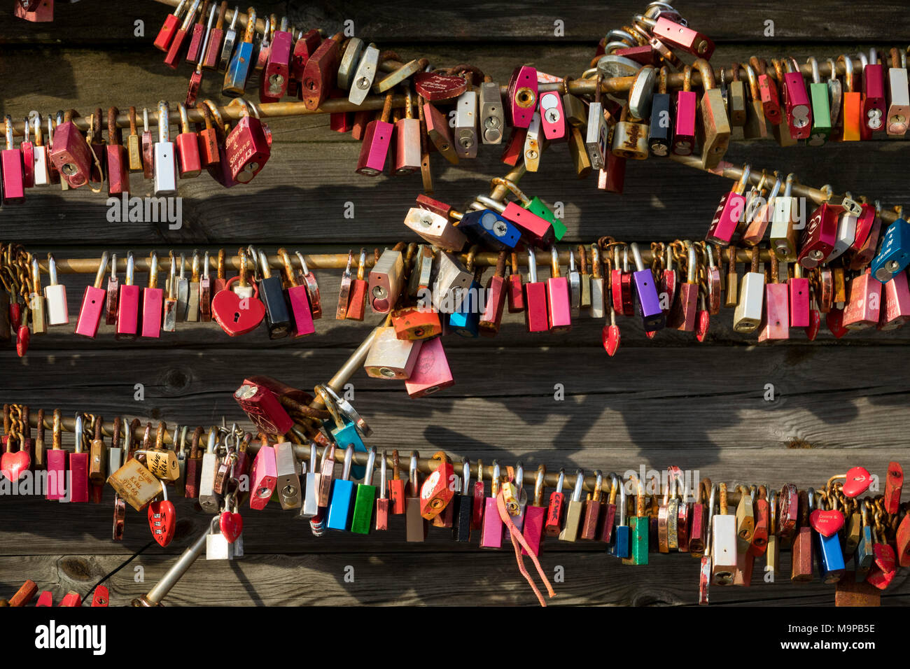 Liebe Vorhängeschlösser, List, Sylt, Deutschland Stockfoto