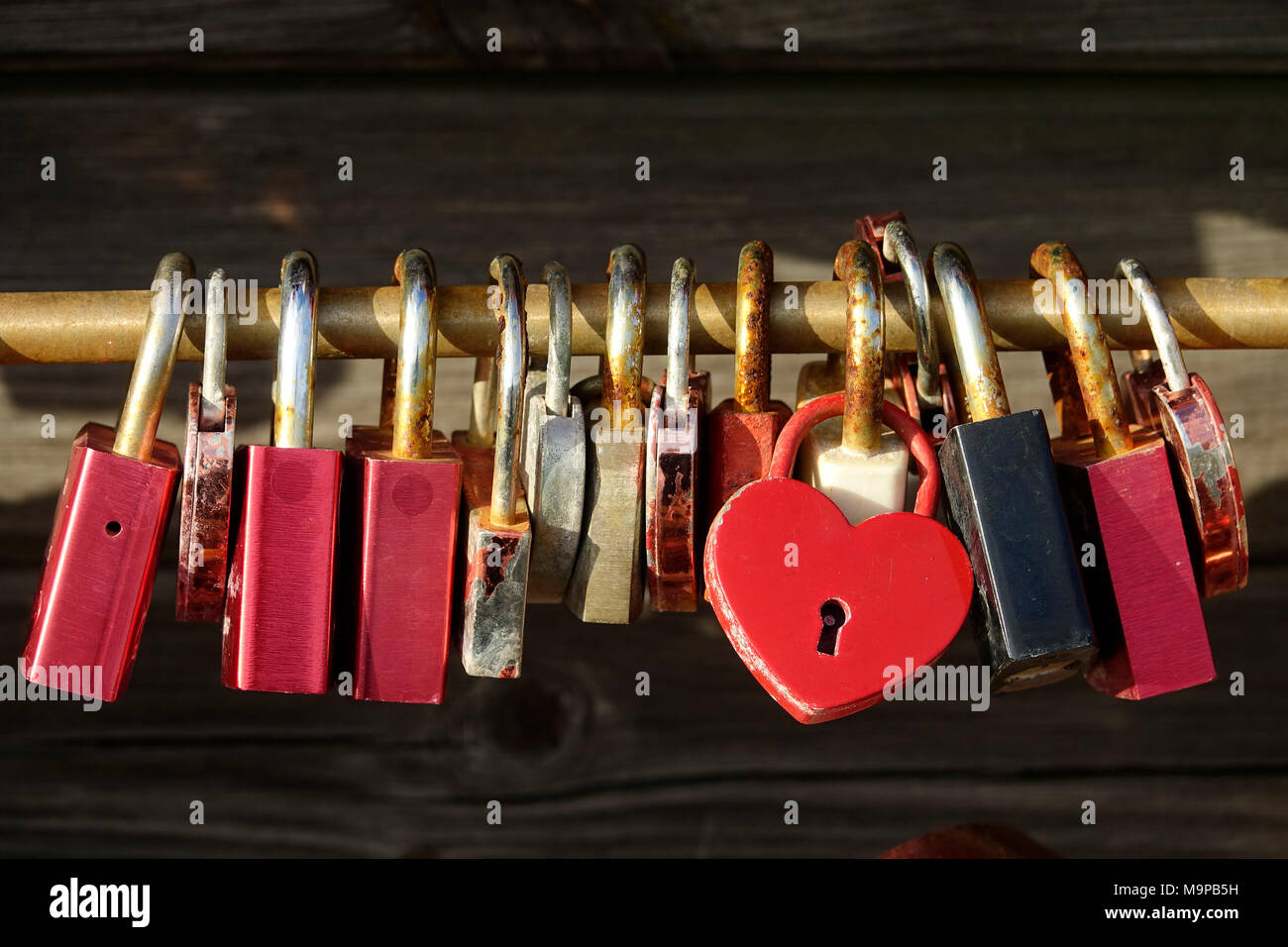 Liebe Vorhängeschlösser, List, Sylt, Deutschland Stockfoto