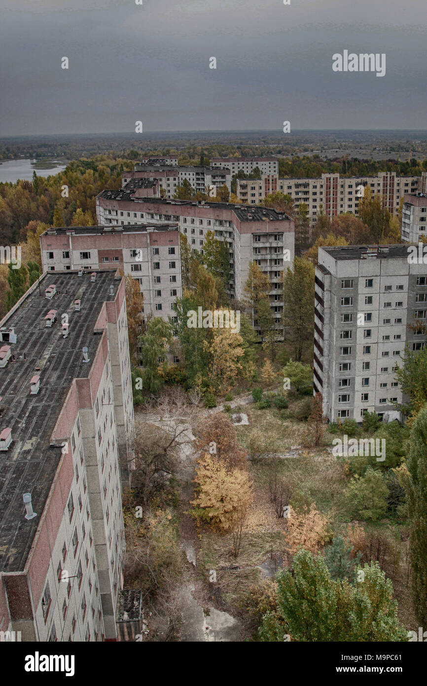 Ghost Town Prypyat in der Region um Tschernobyl, Prypyat, Kiev Oblast, Ukraine Stockfoto