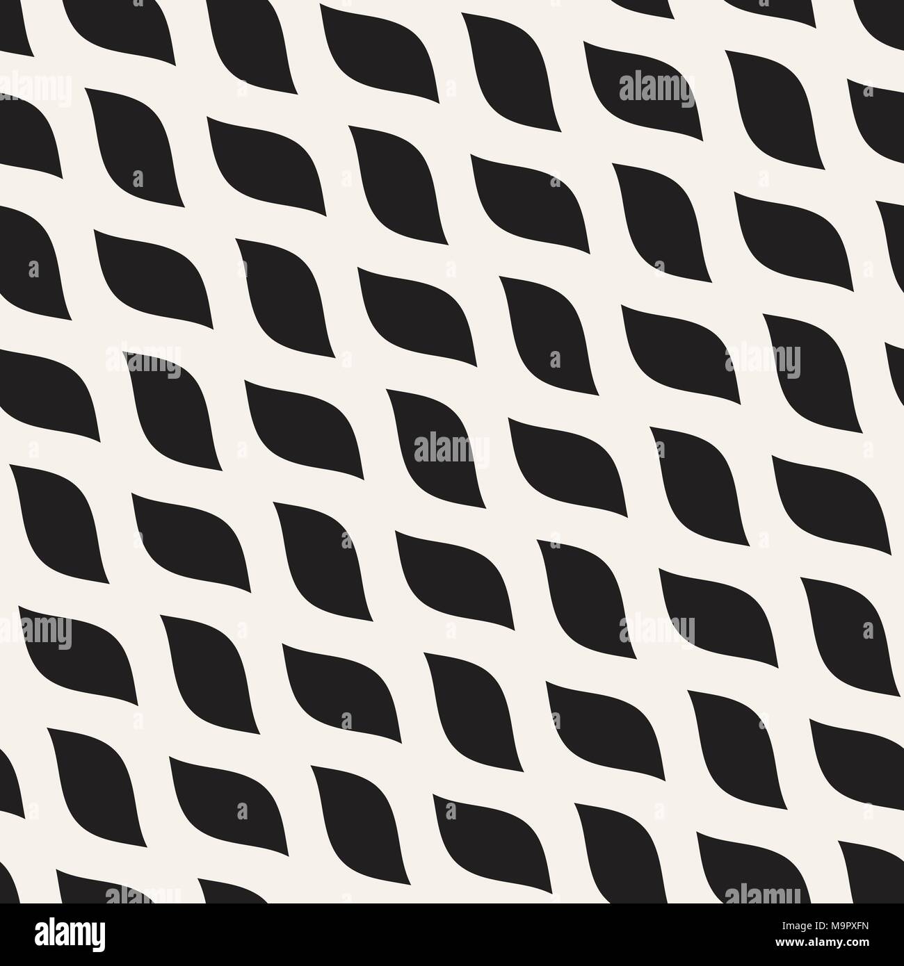 Vektor Nahtlose schwarzen und weißen Wellenlinien einfaches Muster. Abstrakte geometrische Hintergrund Stock Vektor