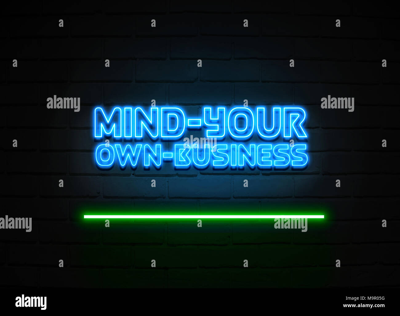 Geist - Ihre eigene-business Leuchtreklame - glühende Leuchtreklame auf brickwall Wand - 3D-Royalty Free Stock Illustration dargestellt. Stockfoto