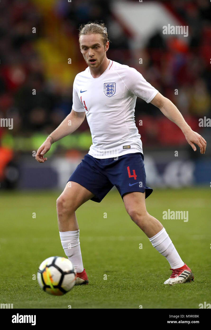 Tom Davies von England der U21 während des UEFA-Europameisterschaftsqualifizierens der U21, Gruppenspiel 4 in Bramall Lane, Sheffield. DRÜCKEN SIE VERBANDSFOTO. Bilddatum: Dienstag, 27. März 2018. Siehe PA Story SOCCER England U21. Bildnachweis sollte lauten: Mike Egerton/PA Wire. Stockfoto