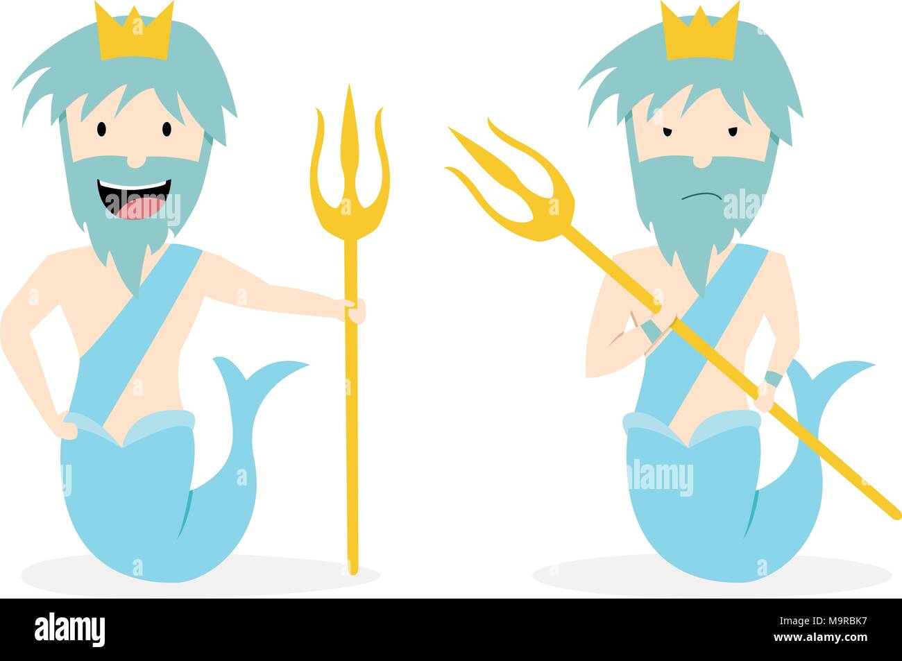 Poseidon, dem Gott des Meeres im flachen Vector art design Stock Vektor
