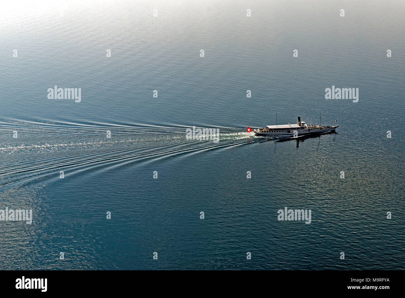 Europa, Schweiz, Waadt (VD), Saint-Saphorin, Route de la Corniche, Genfer See, Steamboat, La Suisse, Sehenswürdigkeit, Tourismus, Wasser, See, sh Stockfoto