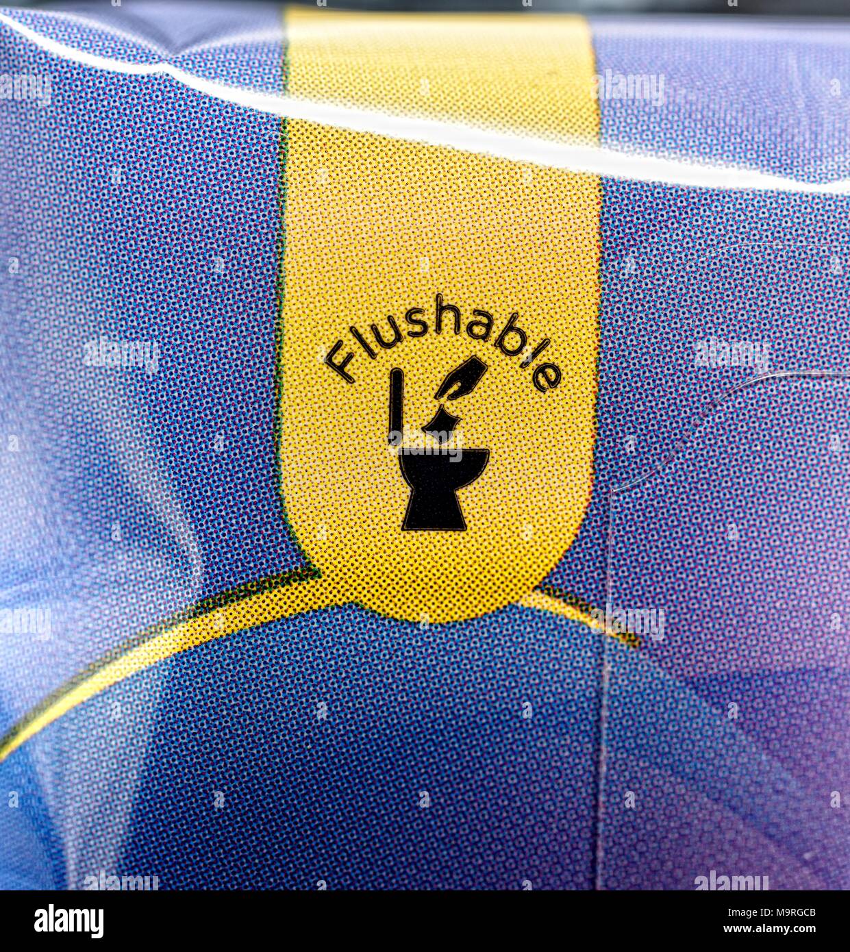 Flushable Toilettenpapier Stockfoto